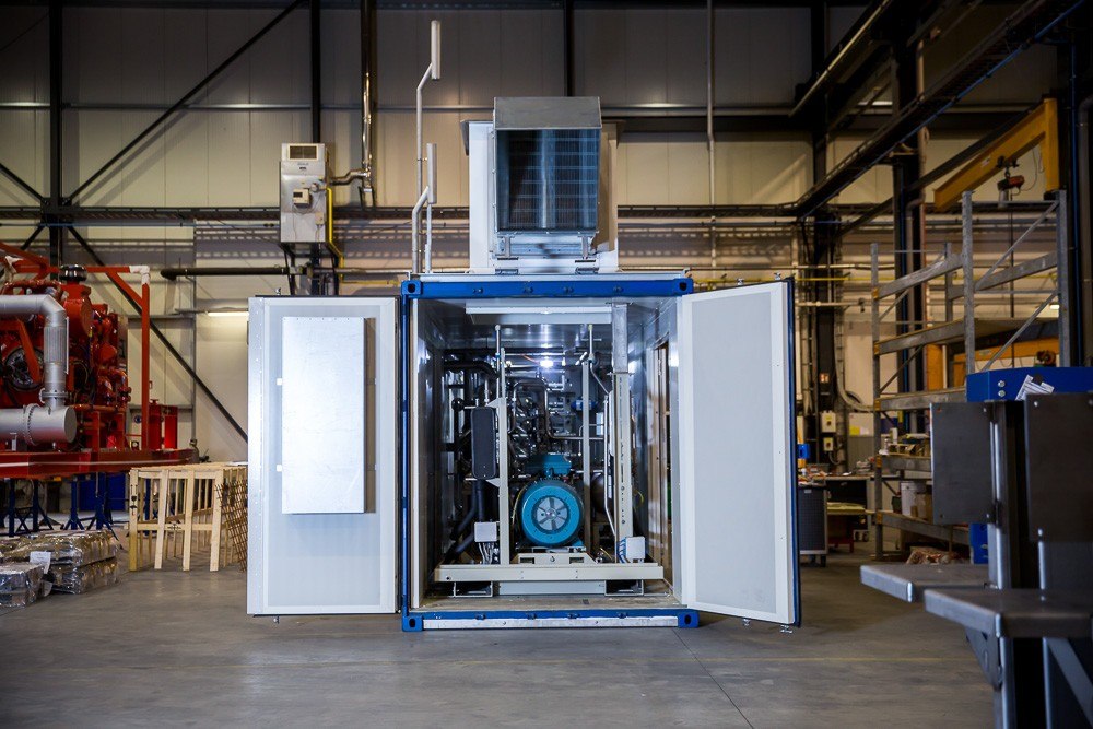 Biogas Aufbereitungscontainer mit Kompressor